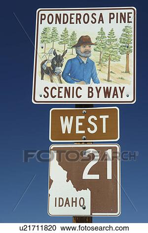 Stanley, ID, Idaho, Ponderosa Pine Scenic Byway, Rt 2, road sign View Large Photo Image Stock Image - Stanley, ID, Idaho, Ponderosa Pine Scenic Byway, Rt 2, road sign. Fotosearch