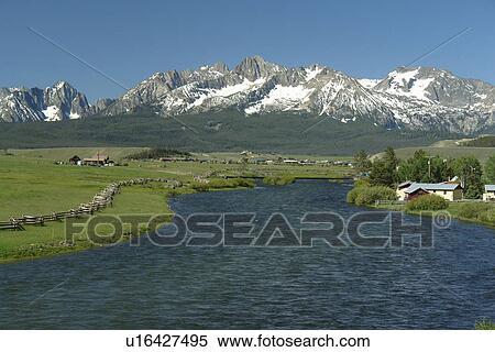 Stock Photography -  Stanley, ID, Idaho, Sawtooth National Recreation Area, Sawtooth National Forest, Sawtooth Valley, Salmon River. Fotosearch