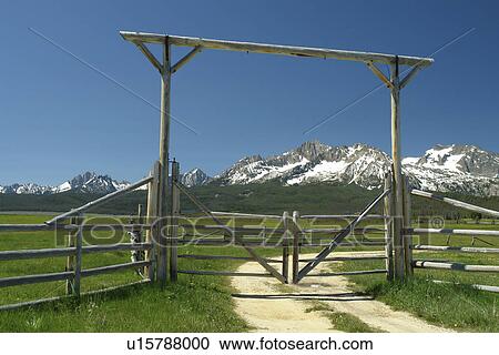 Stanley, ID, Idaho, Sawtooth Valley, Sawtooth Mountain Range, ranch, entrance, gate View Large Photo Image Stock Image - Stanley, ID, Idaho, Sawtooth Valley, Sawtooth Mountain Range, ranch, entrance, gate. Fotosearch