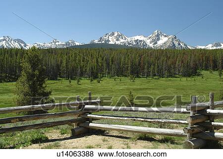 Stock Photo -  Stanley, ID, Idaho, Sawtooth Valley, Sawtooth Mountain Range. Fotosearch