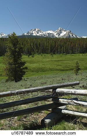 Stock Photo -  Stanley, ID, Idaho, Sawtooth Valley, Sawtooth Mountain Range. Fotosearch