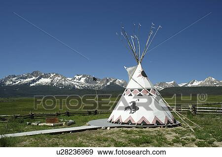 Stanley, ID, Idaho, Sawtooth Valley, Sawtooth Mountain Range, teepee View Large Photo Image Stock Photo - Stanley, ID, Idaho, Sawtooth Valley, Sawtooth Mountain Range, teepee. Fotosearch