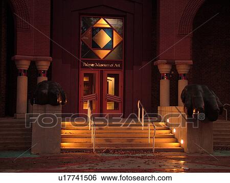 Stock Photograph -  State College, PA, Pennsylvania, Penn State University, Palmer Museum of Art, evening. Fotosearch