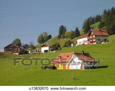 Switzerland, Europe, Appenzell, typical Appenzell farmhouses and barns combined View Large Photo Image Stock Image - Switzerland, Europe, Appenzell, typical Appenzell farmhouses and barns combined. Fotosearch