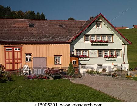 Switzerland, Europe, Appenzell, typical Appenzell farmhouse and barn combined View Large Photo Image Stock Image - Switzerland, Europe, Appenzell, typical Appenzell farmhouse and barn combined. Fotosearch
