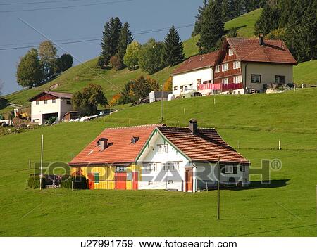 Switzerland, Europe, Appenzell, typical Appenzell farmhouses and barns combined View Large Photo Image Stock Photo - Switzerland, Europe, Appenzell, typical Appenzell farmhouses and barns combined. Fotosearch