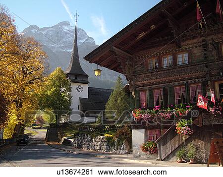 Switzerland, Europe, Bern, Berne, Gsteig, Bernese Alps, Berner Oberland, village, church, chalet, flowers View Large Photo Image Stock Image - Switzerland, Europe, Bern, Berne, Gsteig, Bernese Alps, Berner Oberland, village, church, chalet, flowers. Fotosearch