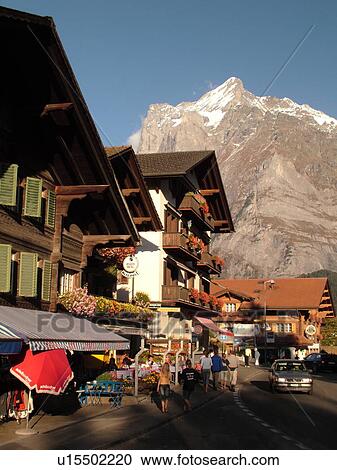 Switzerland, Europe, Bern, Berne, Grindelwald, Bernese Alps, Berner Oberland, chalets, hotels, outdoor cafTs View Large Photo Image Stock Image - Switzerland, Europe, Bern, Berne, Grindelwald, Bernese Alps, Berner Oberland, chalets, hotels, outdoor cafTs. Fotosearch