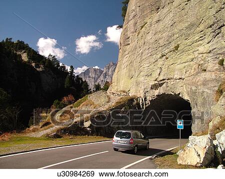 Stock Photo -  Switzerland, Europe, Bern, Berne, Sustenpass, Susten Pass, Berner Oberland, mountain road, tunnel. Fotosearch