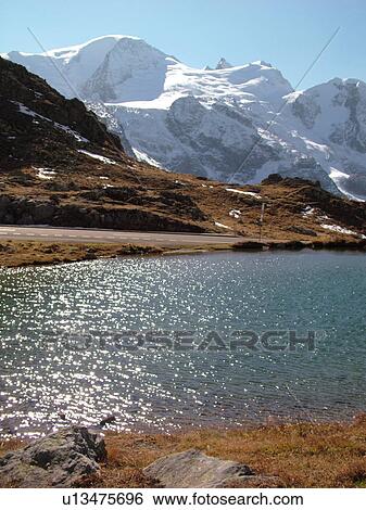 Stock Photograph -  Switzerland, Europe, Bern, Berne, Sustenpass, Susten Pass, Berner Oberland, glacier lake. Fotosearch