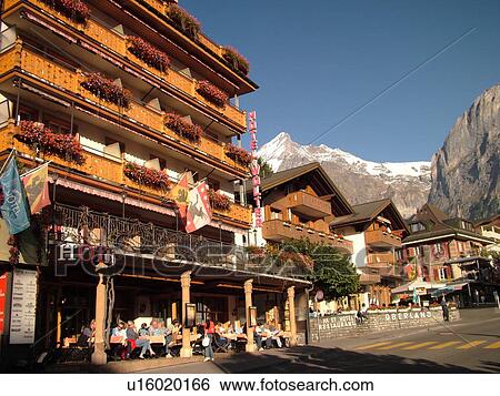 Switzerland, Europe, Bern, Berne, Grindelwald, Bernese Alps, Berner Oberland, chalets, hotel, outdoor cafTs View Large Photo Image Stock Photograph - Switzerland, Europe, Bern, Berne, Grindelwald, Bernese Alps, Berner Oberland, chalets, hotel, outdoor cafTs. Fotosearch