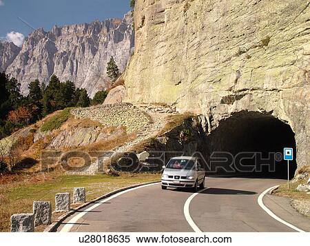 Stock Photography -  Switzerland, Europe, Bern, Berne, Sustenpass, Susten Pass, Berner Oberland, mountain road, tunnel. Fotosearch