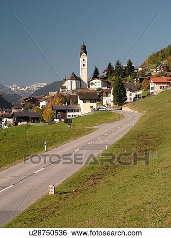 Stock Photograph -  Switzerland, Europe, Flims, Graubunden, Grisons, village. Fotosearch