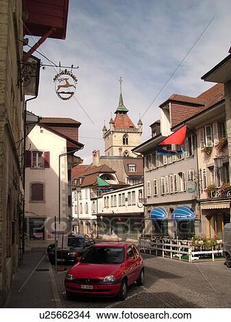 Switzerland, Europe, Fribourg, Estavayer le Lac, village View Large Photo Image Picture - Switzerland, Europe, Fribourg, Estavayer le Lac, village. Fotosearch
