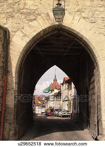 Stock Photo -  Switzerland, Europe, Fribourg, Estavayer le Lac, village. Fotosearch
