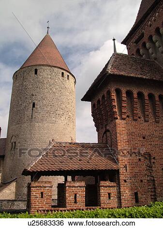 Switzerland, Europe, Fribourg, Estavayer le Lac, village, Chateau de Chenaux View Large Photo Image Stock Photograph - Switzerland, Europe, Fribourg, Estavayer le Lac, village, Chateau de Chenaux. Fotosearch