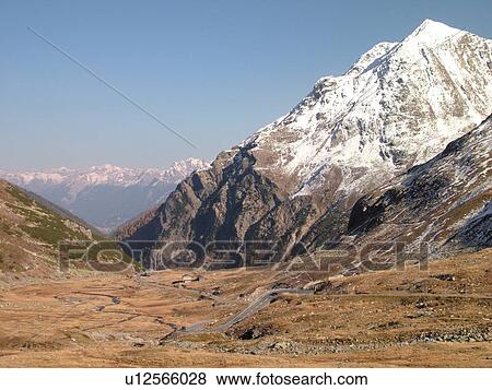 Switzerland, Europe, Graubunden, Grisons, Fluelapass, alpine pass, mountain road View Large Photo Image Stock Photo - Switzerland, Europe, Graubunden, Grisons, Fluelapass, alpine pass, mountain road. Fotosearch
