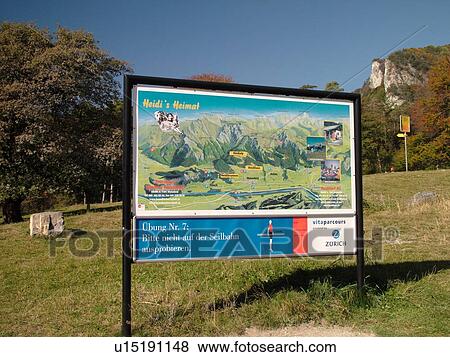 Stock Photo -  Switzerland, Europe, Maienfeld, Heidiland, Graubunden, Grisons, map. Fotosearch