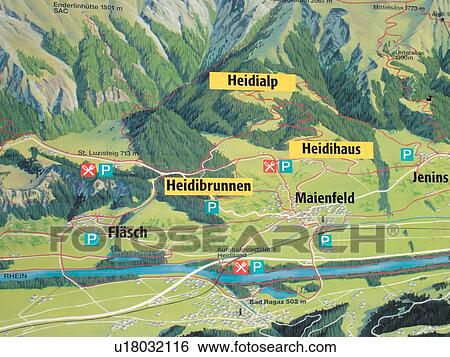 Switzerland, Europe, Maienfeld, Heidiland, Graubunden, Grisons, map View Large Photo Image Stock Photograph - Switzerland, Europe, Maienfeld, Heidiland, Graubunden, Grisons, map. Fotosearch