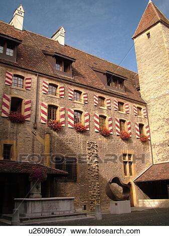 Stock Photo -  Switzerland, Europe, Neuchatel, Chateau Neuchatel, 15th century castle. Fotosearch