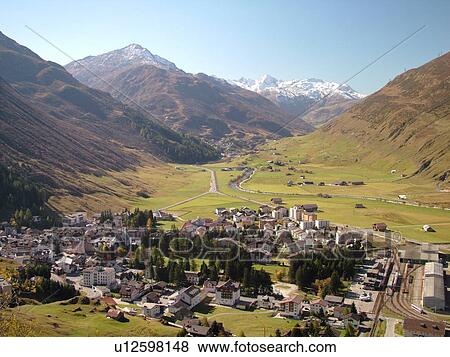 Switzerland, Europe, Uri, Oberalp Pass, Oberalppass, Andermatt View Large Photo Image Stock Photo - Switzerland, Europe, Uri, Oberalp Pass, Oberalppass, Andermatt. Fotosearch