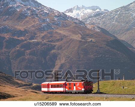 Switzerland, Europe, Uri, Oberalp Pass, Oberalppass, Matterhorn-Gotthard-Bahn, The Glacier Express train View Large Photo Image Stock Photo - Switzerland, Europe, Uri, Oberalp Pass, Oberalppass, Matterhorn-Gotthard-Bahn, The Glacier Express train. Fotosearch
