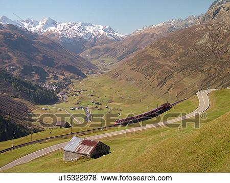 Switzerland, Europe, Uri, Oberalp Pass, Oberalppass, Andermatt, Matterhorn-Gotthard-Bahn, The Glacier Express train View Large Photo Image Stock Photo - Switzerland, Europe, Uri, Oberalp Pass, Oberalppass, Andermatt, Matterhorn-Gotthard-Bahn, The Glacier Express train. Fotosearch