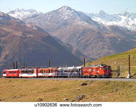 Switzerland, Europe, Uri, Oberalp Pass, Oberalppass, Matterhorn-Gotthard-Bahn, The Glacier Express train View Large Photo Image Stock Photograph - Switzerland, Europe, Uri, Oberalp Pass, Oberalppass, Matterhorn-Gotthard-Bahn, The Glacier Express train. Fotosearch
