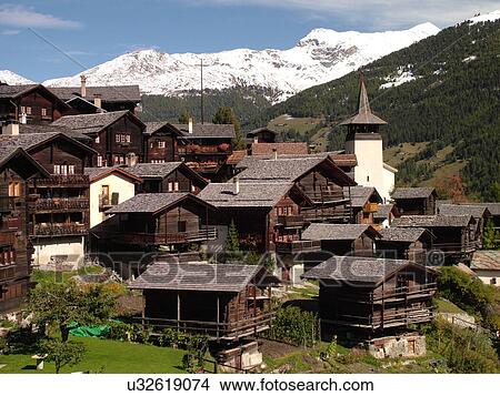 Switzerland, Europe, valais, wallis, Val d'Anniviers, Grimentz, alpine village View Large Photo Image Picture - Switzerland, Europe, valais, wallis, Val d'Anniviers, Grimentz, alpine village. Fotosearch