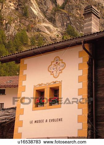 Stock Image -  Switzerland, Europe, valais, wallis, Val D'Herens, Evolene, Le Musee a Evolene. Fotosearch