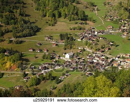 Switzerland, Europe, valais, wallis, Val d'Anniviers, St. Jean, alpine village, aerial view View Large Photo Image Stock Image - Switzerland, Europe, valais, wallis, Val d'Anniviers, St. Jean, alpine village, aerial view. Fotosearch