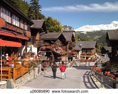 Stock Image -  Switzerland, Europe, valais, wallis, Val d'Anniviers, Grimentz. Fotosearch