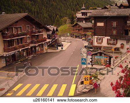Switzerland, Europe, valais, wallis, Val d'Anniviers, Grimentz, alpine village, town centre, road, pedestrian crossing View Large Photo Image Stock Image - Switzerland, Europe, valais, wallis, Val d'Anniviers, Grimentz, alpine village, town centre, road, pedestrian crossing. Fotosearch