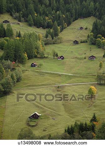 Switzerland, Europe, valais, wallis, Val D'Heremence, chalets, alpine village View Large Photo Image Stock Photo - Switzerland, Europe, valais, wallis, Val D'Heremence, chalets, alpine village. Fotosearch