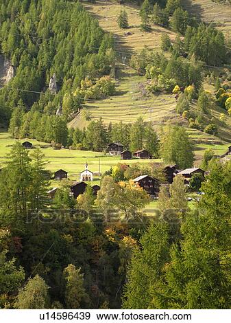 Switzerland, Europe, valais, wallis, Val D'Herens, chalets, alpine village View Large Photo Image Stock Photo - Switzerland, Europe, valais, wallis, Val D'Herens, chalets, alpine village. Fotosearch