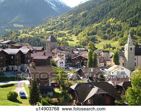 Switzerland, Europe, valais, wallis, Val d'Anniviers, Vissoie, alpine village, church View Large Photo Image Stock Photo - Switzerland, Europe, valais, wallis, Val d'Anniviers, Vissoie, alpine village, church. Fotosearch
