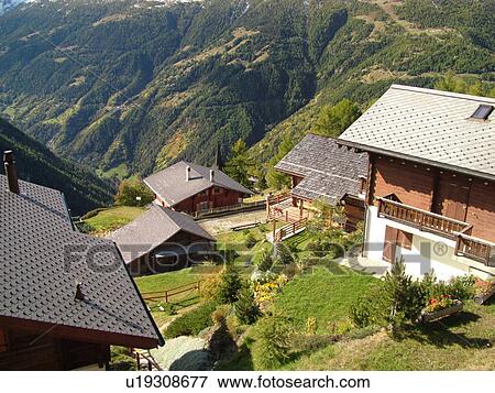 Switzerland, Europe, valais, wallis, Val d'Anniviers, Chandolin, alpine village, snow-capped mountain peaks View Large Photo Image Stock Photo - Switzerland, Europe, valais, wallis, Val d'Anniviers, Chandolin, alpine village, snow-capped mountain peaks. Fotosearch