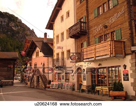 Stock Photo -  Switzerland, Europe, valais, wallis, Val D'Herens, Evolene, village. Fotosearch