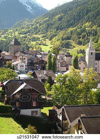 Switzerland, Europe, valais, wallis, Val d'Anniviers, Vissoie, alpine village, church View Large Photo Image Stock Photo - Switzerland, Europe, valais, wallis, Val d'Anniviers, Vissoie, alpine village, church. Fotosearch