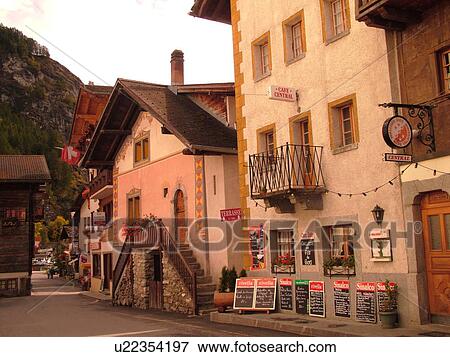 Switzerland, Europe, valais, wallis, Val D'Herens, Evolene, village View Large Photo Image Stock Photo - Switzerland, Europe, valais, wallis, Val D'Herens, Evolene, village. Fotosearch