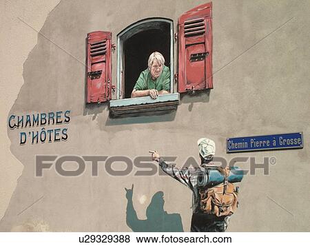 Stock Photo -  Switzerland, Europe, valais, wallis, Fully, Rhone Valley, Fendant Wine Region, wall mural. Fotosearch