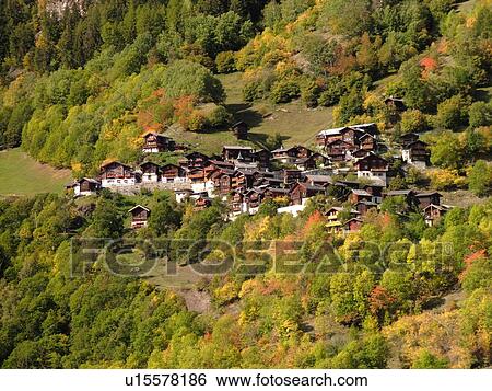 Stock Photograph -  Switzerland, Europe, valais, wallis, Val d'Anniviers, Pinsec. Fotosearch