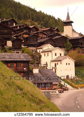 Switzerland, Europe, valais, wallis, Val d'Anniviers, Grimentz, alpine village, church View Large Photo Image Stock Photography - Switzerland, Europe, valais, wallis, Val d'Anniviers, Grimentz, alpine village, church. Fotosearch