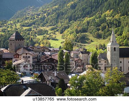 Switzerland, Europe, valais, wallis, Val d'Anniviers, Vissoie, alpine village, church View Large Photo Image Stock Photography - Switzerland, Europe, valais, wallis, Val d'Anniviers, Vissoie, alpine village, church. Fotosearch