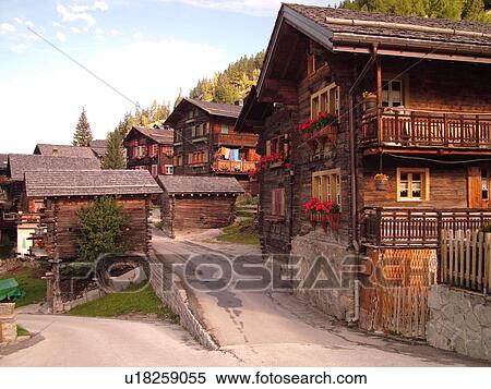 Switzerland, Europe, valais, wallis, Val d'Anniviers, Ayer, alpine village, chalets View Large Photo Image Stock Photography - Switzerland, Europe, valais, wallis, Val d'Anniviers, Ayer, alpine village, chalets. Fotosearch