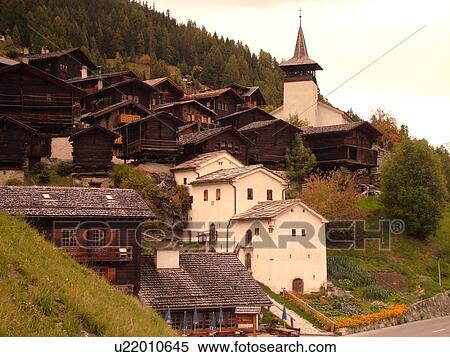 Switzerland, Europe, valais, wallis, Val d'Anniviers, Grimentz, alpine village, church View Large Photo Image Stock Photography - Switzerland, Europe, valais, wallis, Val d'Anniviers, Grimentz, alpine village, church. Fotosearch