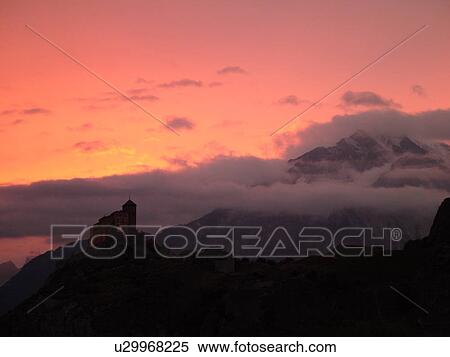 Switzerland, Europe, valais, wallis, Sion, Rhone Valley, Fendant Wine Region, Church of Notre Dame de ValFre, 11th century, sunset, alps View Large Photo Image Stock Photography - Switzerland, Europe, valais, wallis, Sion, Rhone Valley, Fendant Wine Region, Church of Notre Dame de ValFre, 11th century, sunset, alps. Fotosearch