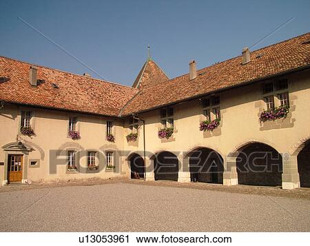 Stock Image -  Switzerland, Europe, Vaud, La Cote, Rolle, Chateau de Rolle. Fotosearch