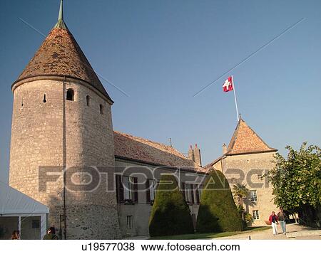 Switzerland, Europe, Vaud, La Cote, Rolle, Chateau de Rolle View Large Photo Image Stock Photo - Switzerland, Europe, Vaud, La Cote, Rolle, Chateau de Rolle. Fotosearch