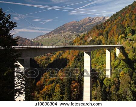 Picture -  Switzerland, Europe, Vaud, Le Sepey, viaduc, bridge, expressway, roads. Fotosearch